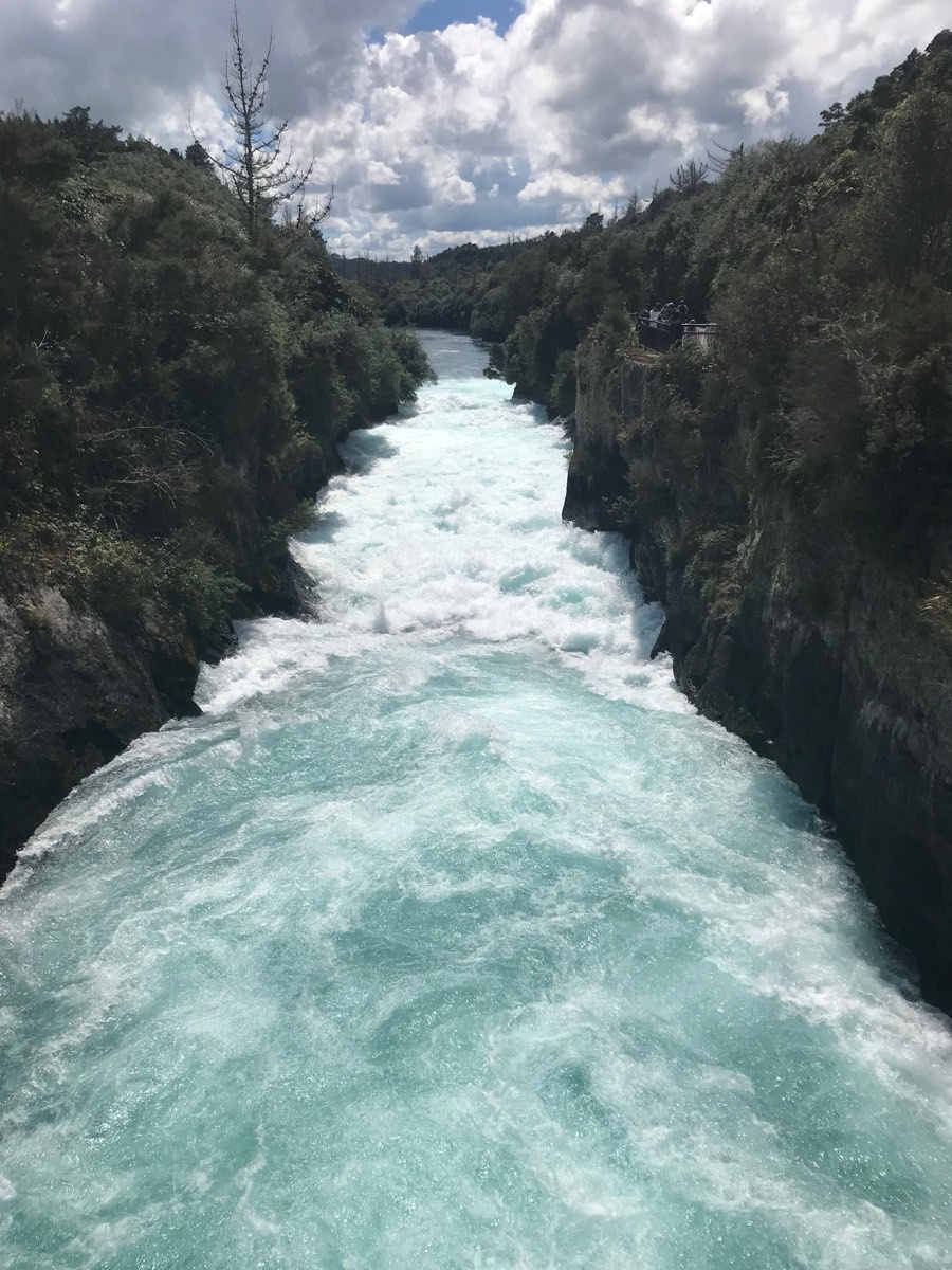 Looking down the narrow gorge towards the falls